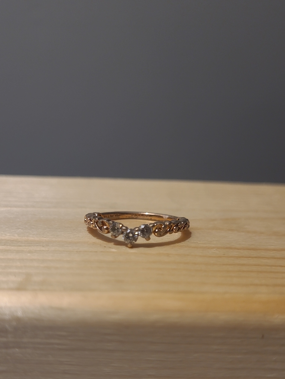 Delicate Rose Gold Diamond Accent Women's Ring